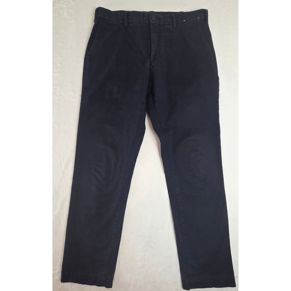 Uniqlo Slim Fit Chino Pants Mens 32x34 Navy Blue Cotton Stretch 321-407864
